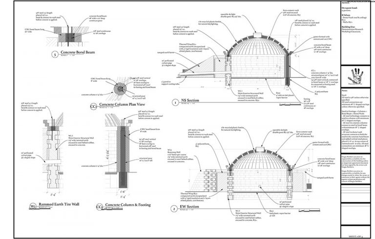 Section through a circular studio Biotecture home