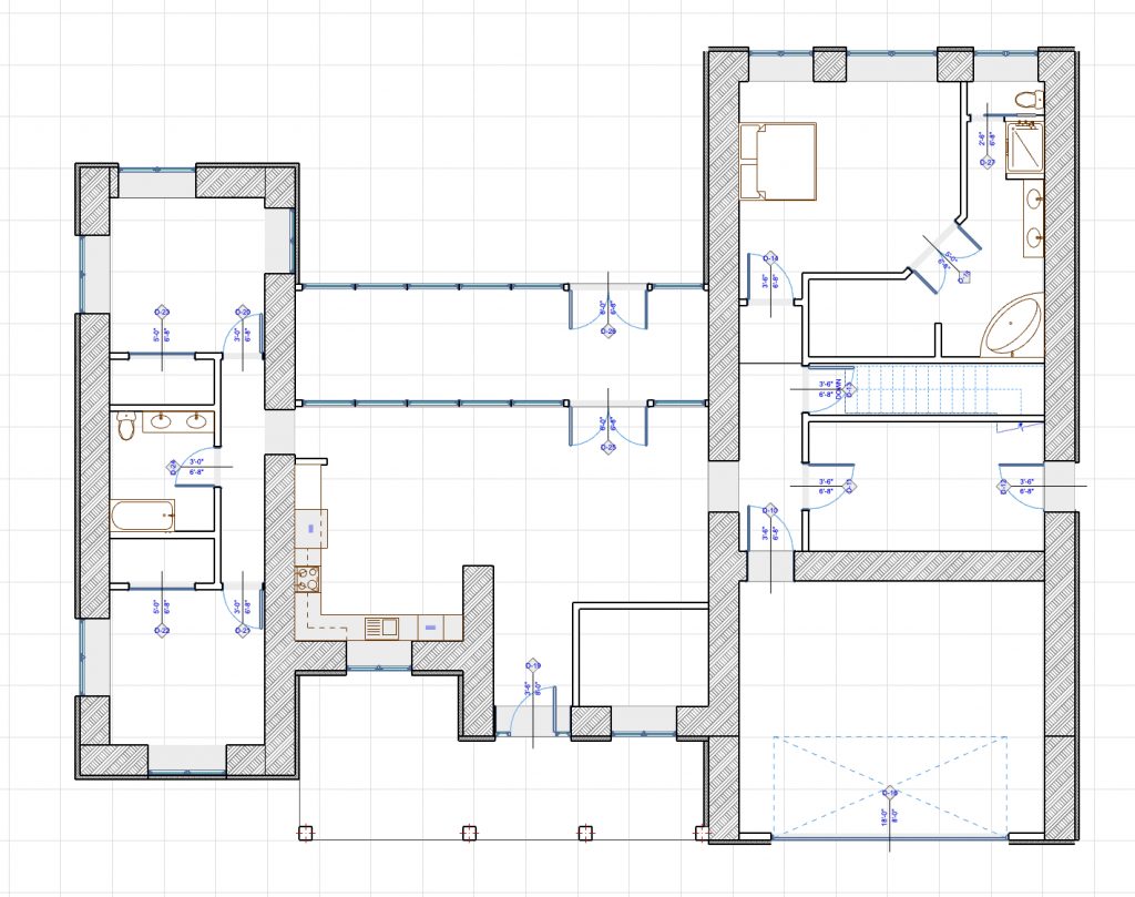 Floor plan of an off-grid craftsman-style home