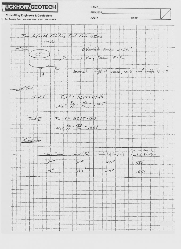 Engineering calculations for tire wall foundation bearing
