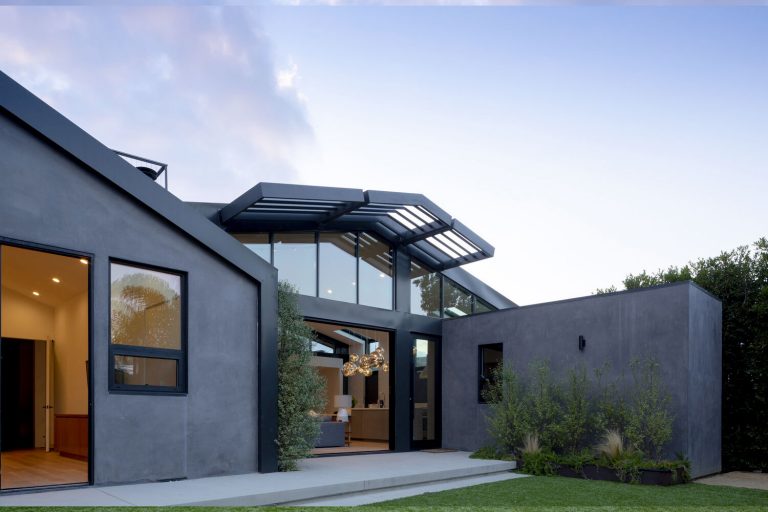 Morningside Remodel addition with clerestory windows and plaster walls