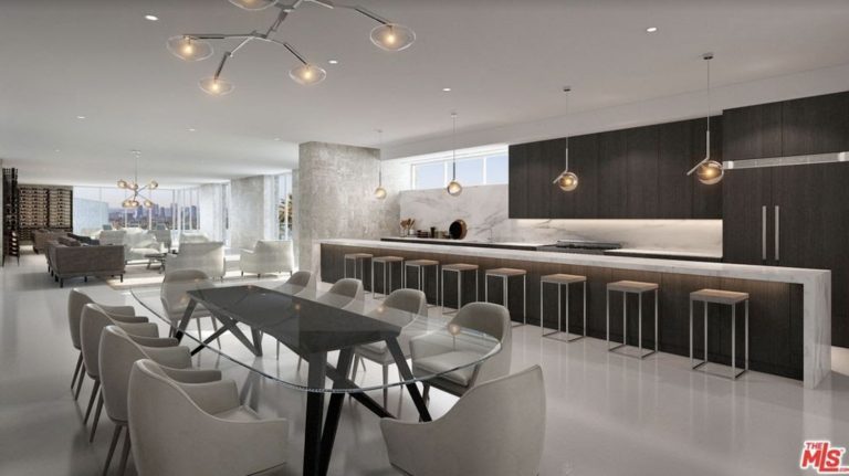 Nimes Private Residence kitchen and dining with city views