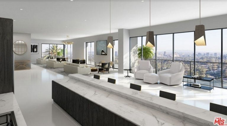 Nimes Private Residence living room with floor-to-ceiling glass