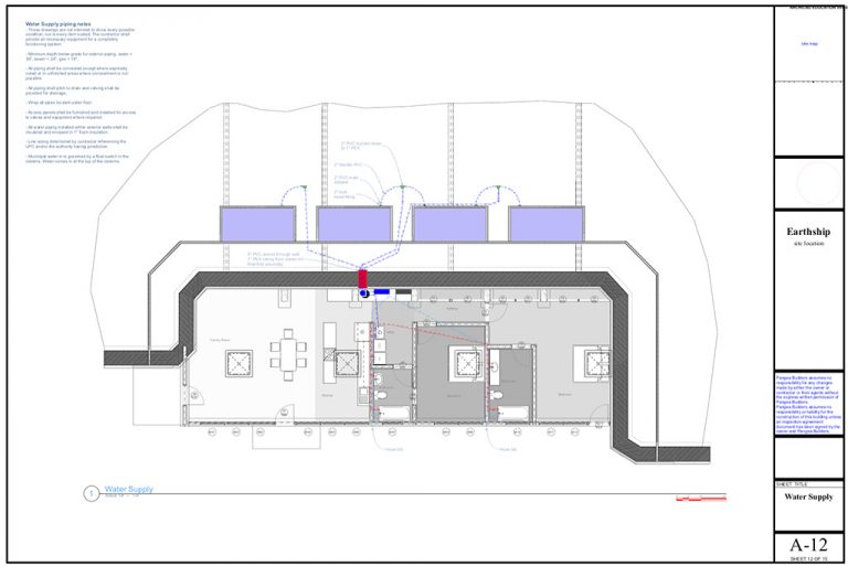 Water supply plan for a two-bedroom Biotecture home
