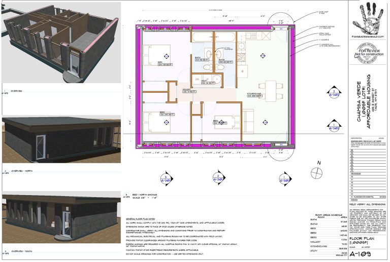 Floor plan of the 1,000 square foot Chamisa Verde home